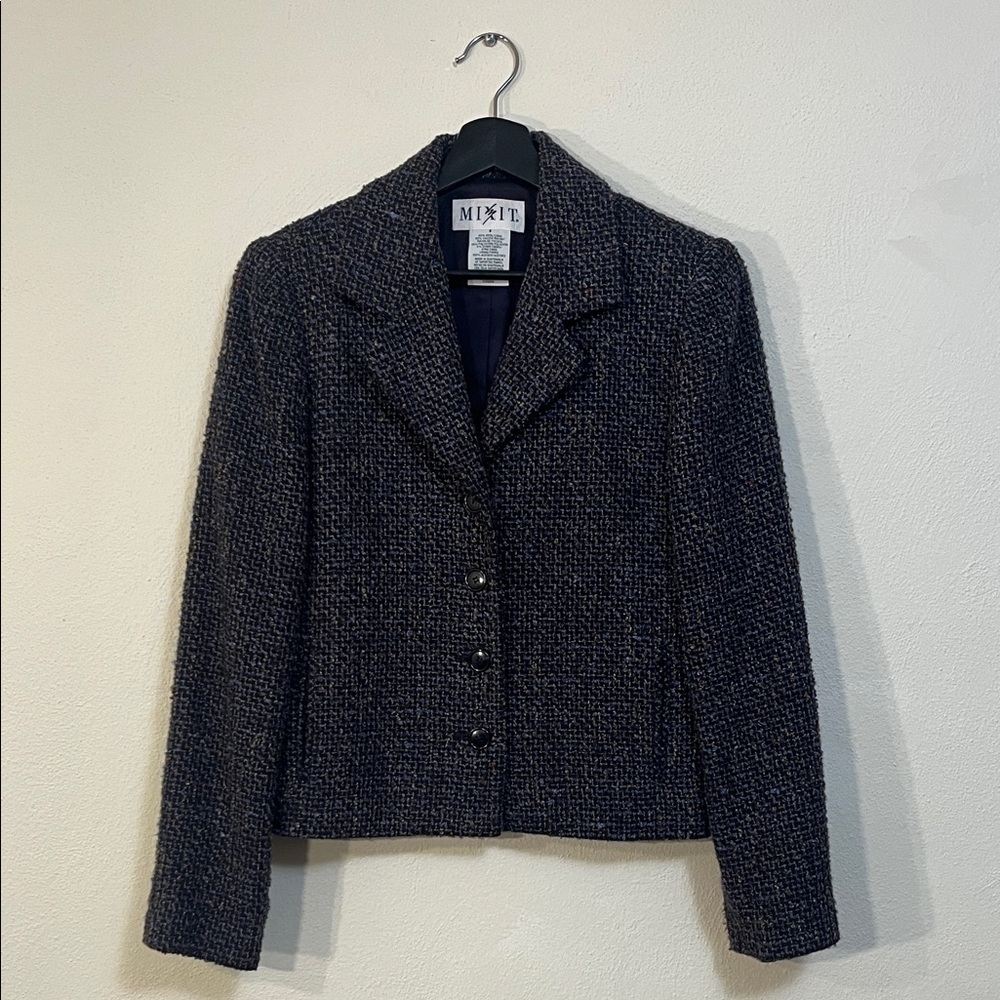 Mixit Women's Dark Gray Tweed Blazer